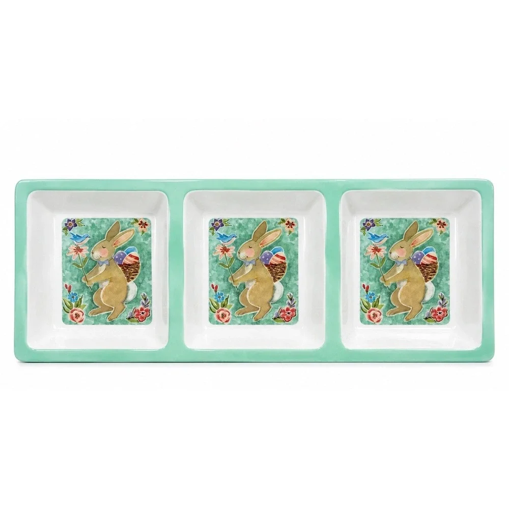 NEW Certified‎ International Joy of Easter 3 Divided Tray Melamine So Pretty